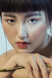 Korean girl having a glass skin