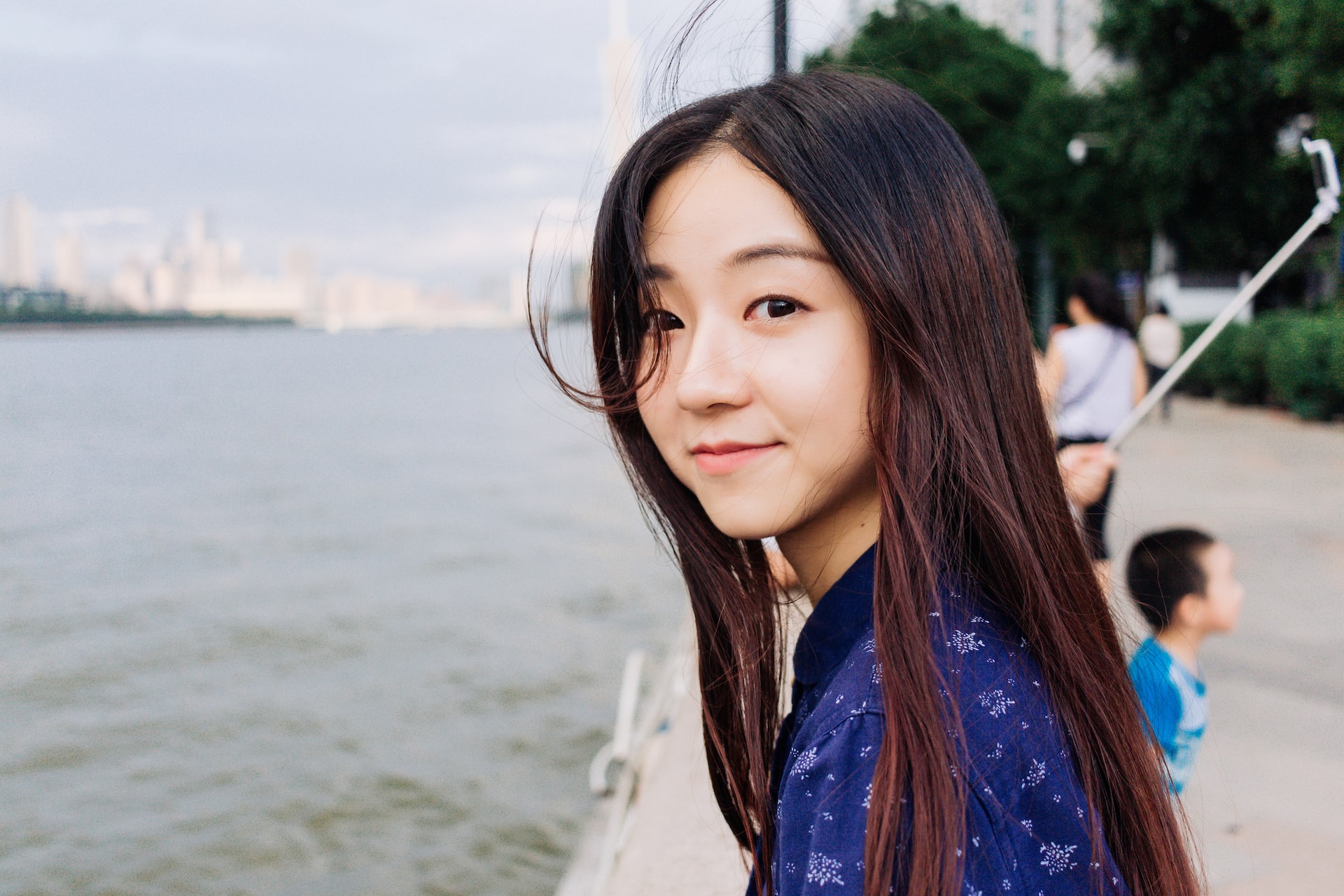 a beautiful japanese girl is smiling